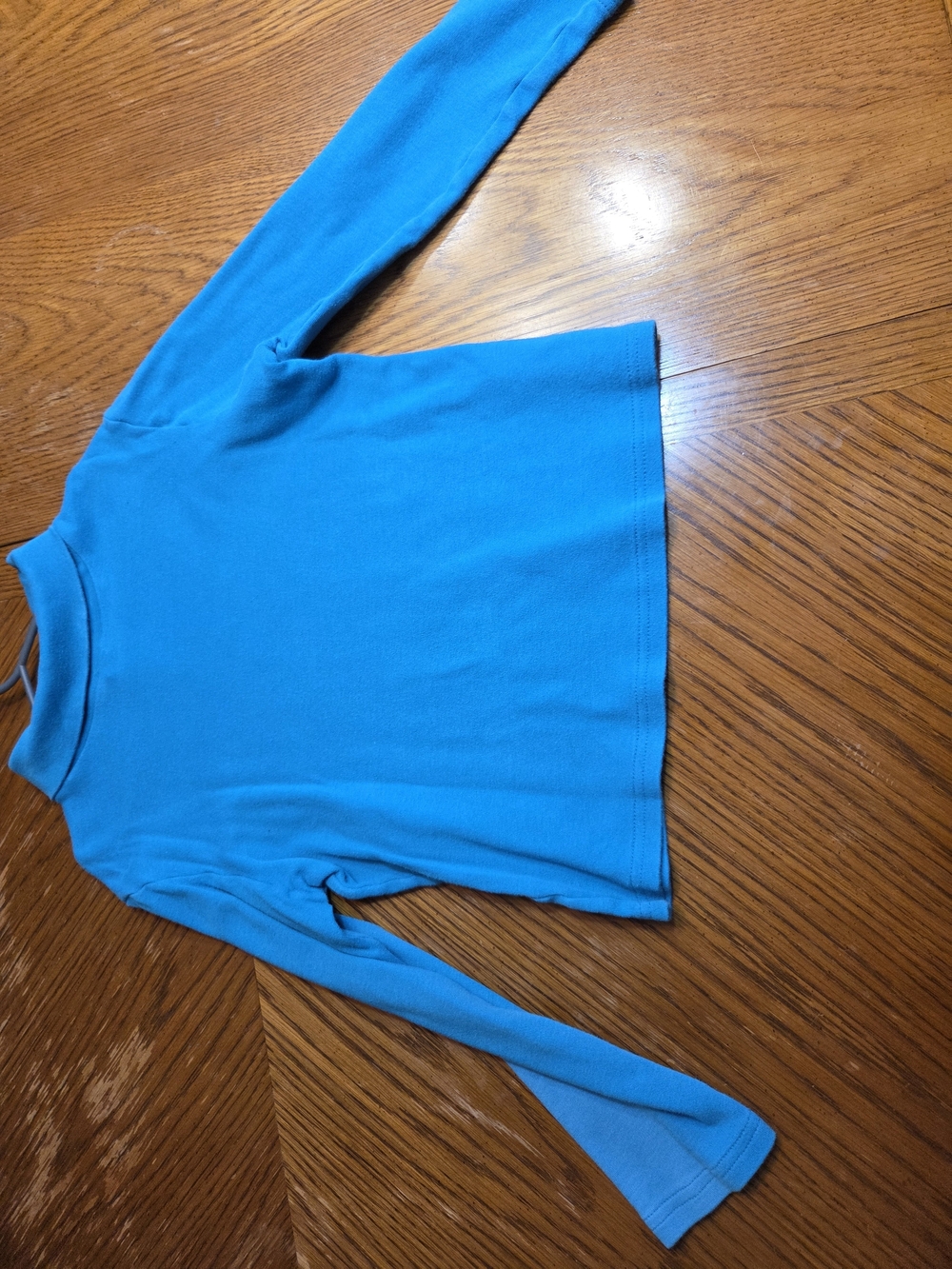 Basic Editions Teal Mock Neck Long Sleeve Top